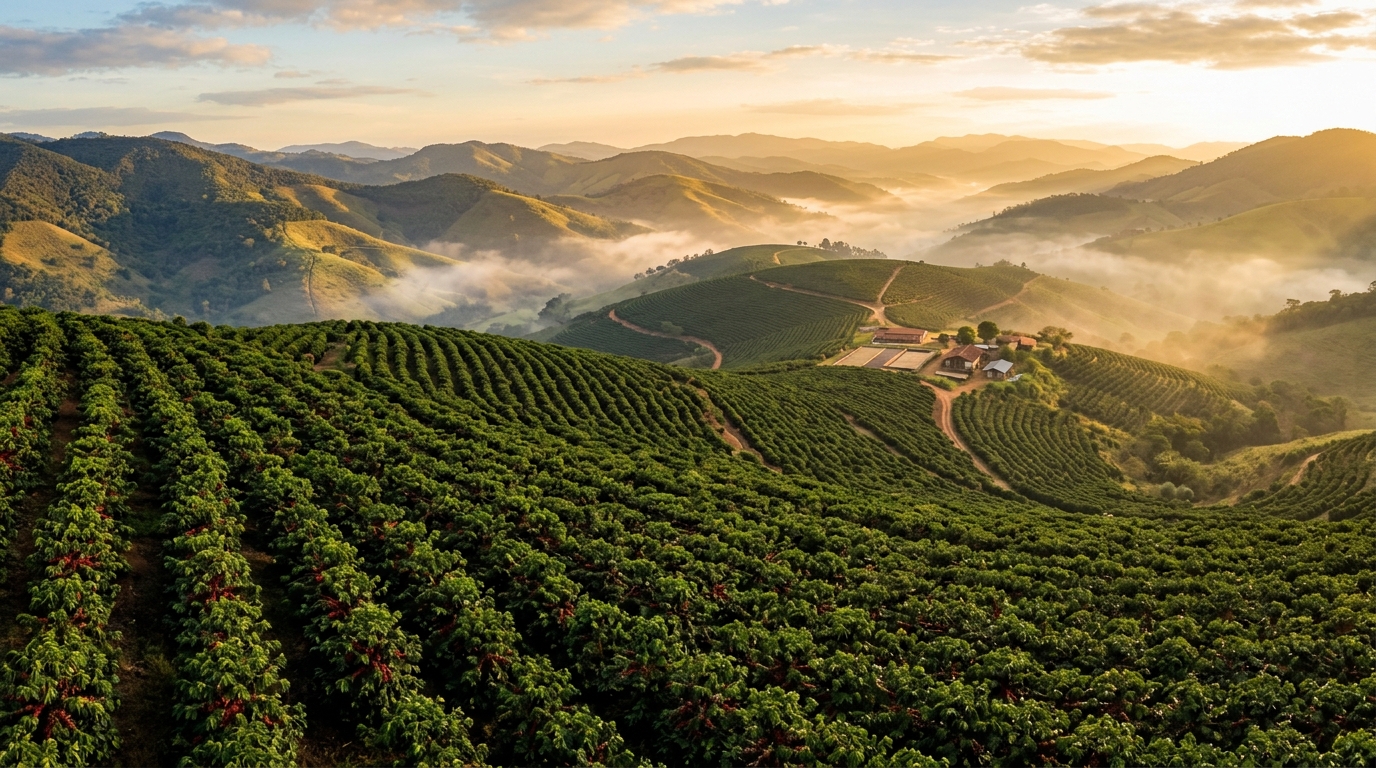 Plantação de café da Seven Coffee nas montanhas de Minas Gerais